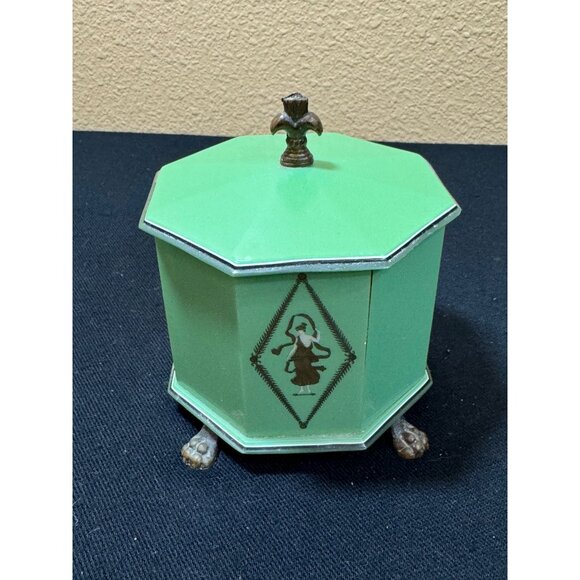 Lucite by Empire Dresser Box with Amber Glass Insert Lid Base Stamped On… - Picture 1 of 15